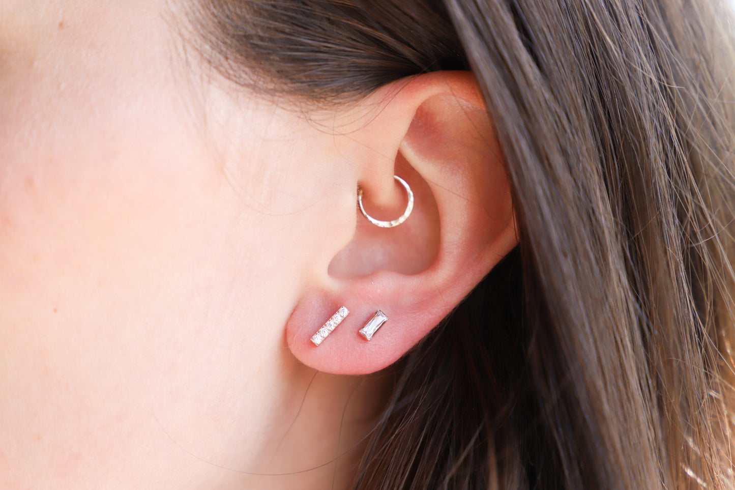 Rhinestone Bar Sleeper Stud
