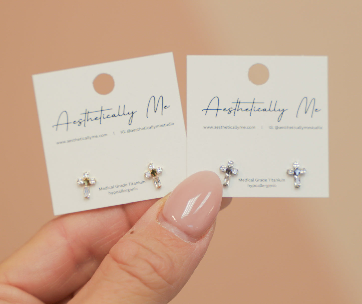 Baguette Cross Sleeper Studs