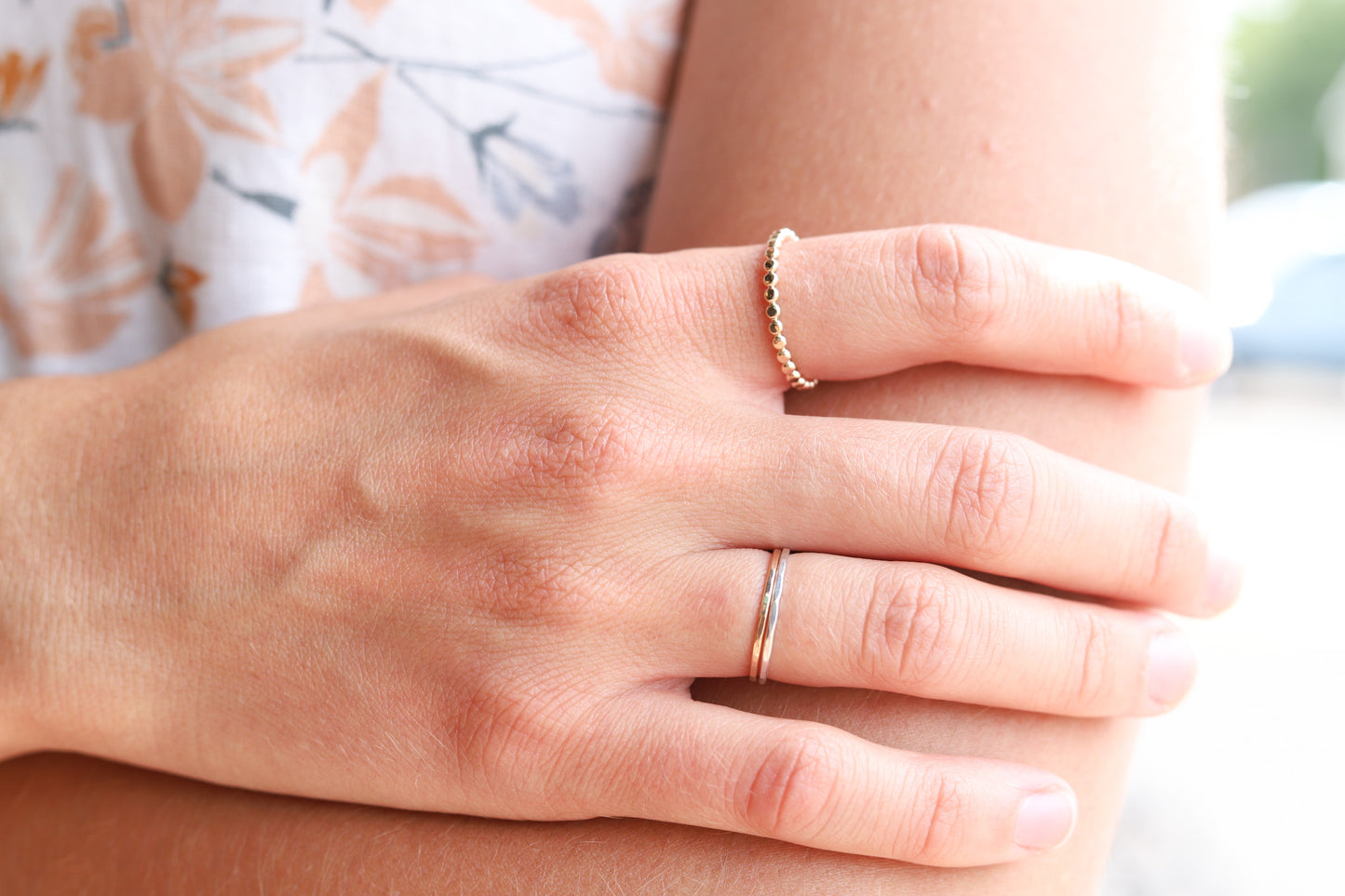 Thin Hammered Stacking Band