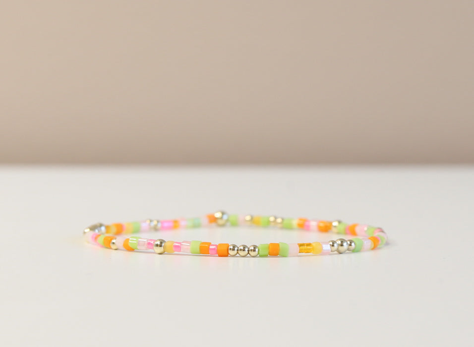 Rainbow Sherbet Glass Bead Bracelet