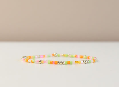 Rainbow Sherbet Glass Bead Bracelet