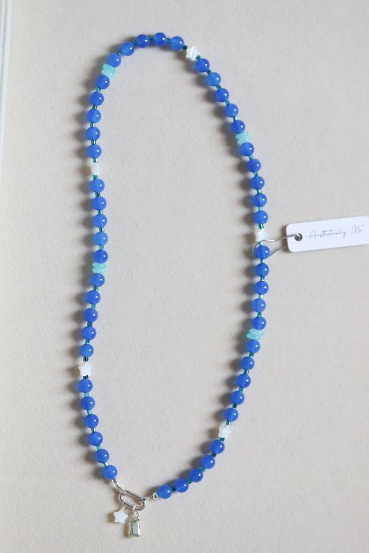 Blue Moon Beaded Necklace