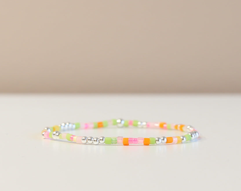 Rainbow Sherbet Glass Bead Bracelet