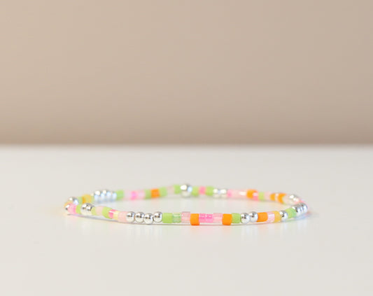 Rainbow Sherbet Glass Bead Bracelet