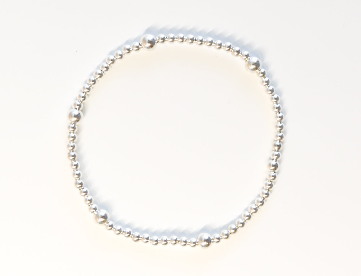 One Step At A Time Sterling Silver Bead Bracelet