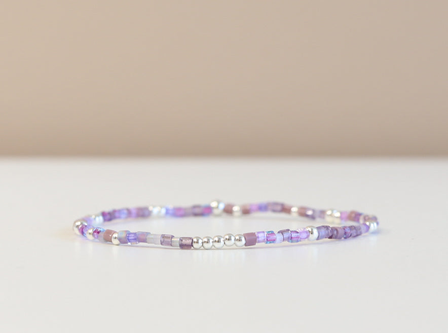 Lavender Haze Glass Bead Bracelet