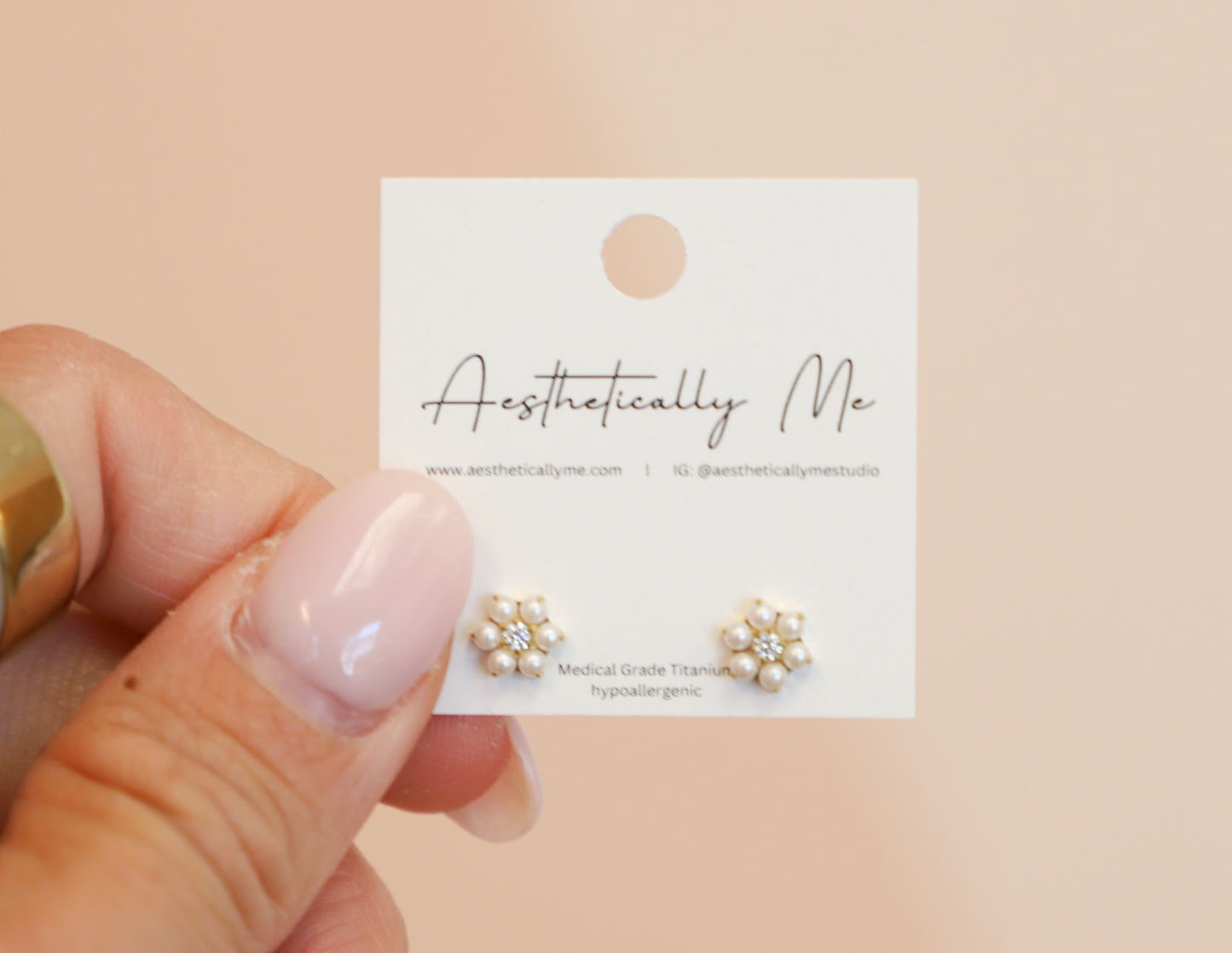 Pearl Flower Sleeper Studs