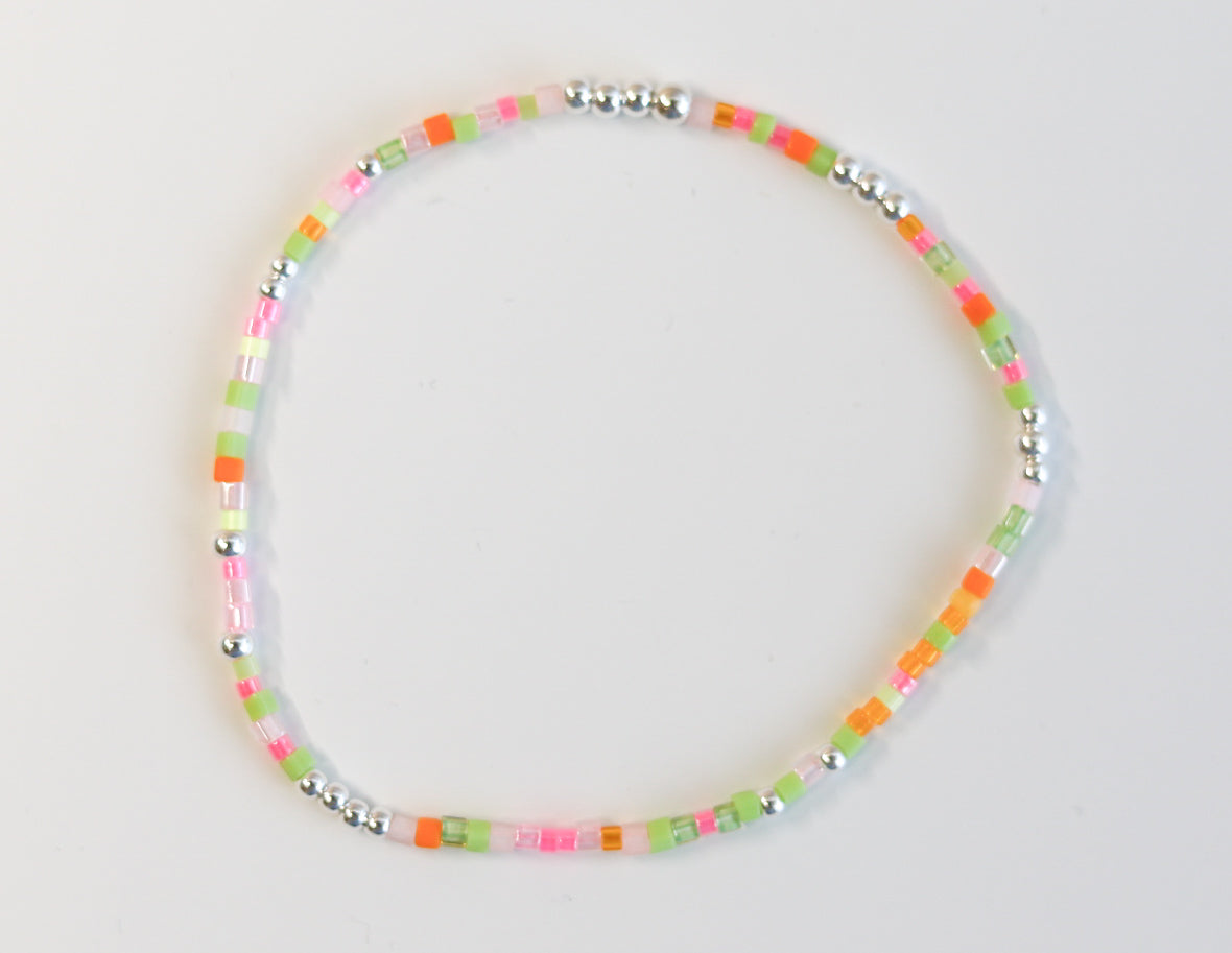 Rainbow Sherbet Glass Bead Bracelet