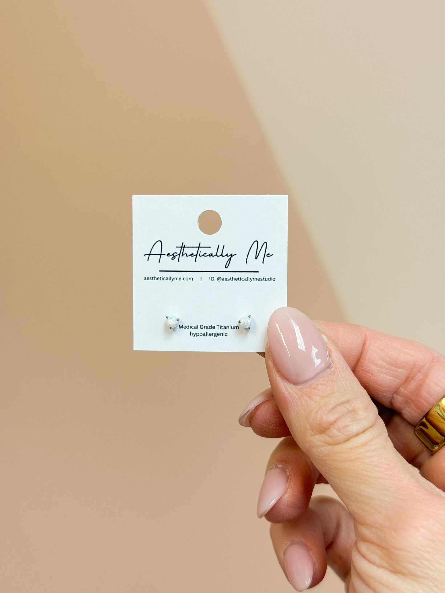 White Opal Ball Sleeper Studs