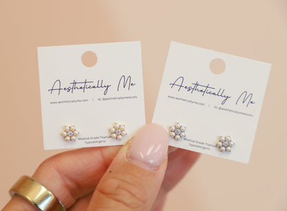 Pearl Flower Sleeper Studs