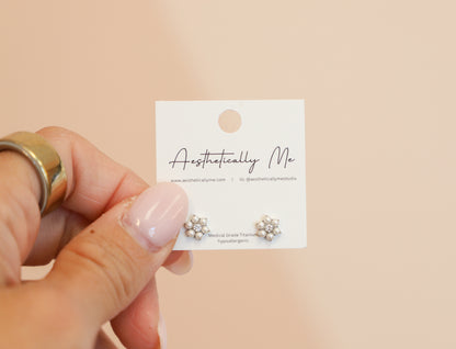 Pearl Flower Sleeper Studs