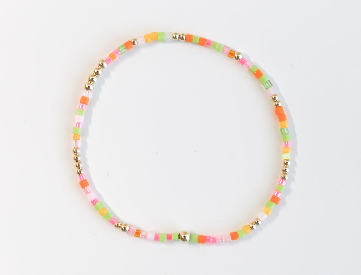 Rainbow Sherbet Glass Bead Bracelet